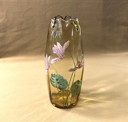 Ancien vase verre émaillé - en,