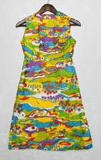 Vintage 60s 70s Lanz Original Psychedelic Floral Dress Size XS Trippy Hippie