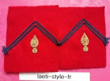 M7106 2x Red Velvet Cranberry Military Grenade Officer Patch