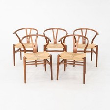 C. 2020 Set of Five Hans Wegner Carl Hansen CH24 Wishbone Dining Chairs Walnut