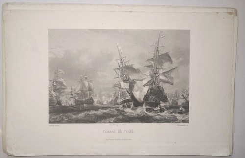 Estampe combat naval texel - naval, du