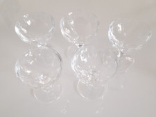 5 coupes à champagne vintage en cristal  du  Val St Lambert -Décor 6 pans coupés