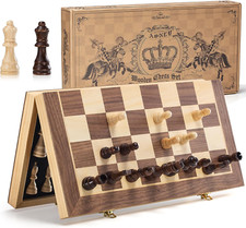 Jeu d'Échecs Magnétique Bois 15" Staunton ASNEY - Rangement, Pièces Artisanales 
