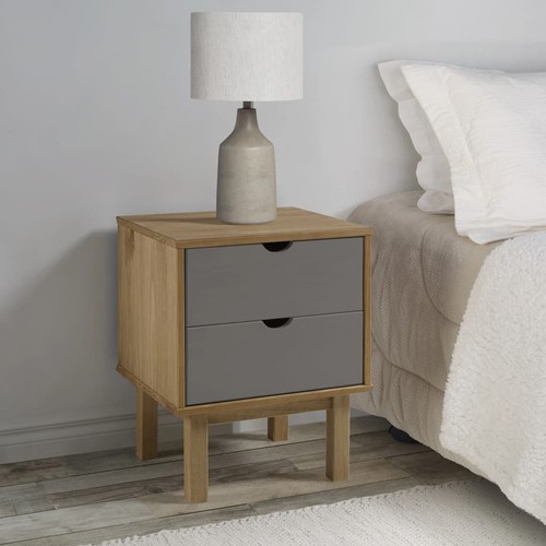 Table chevet marron gris - chevet,