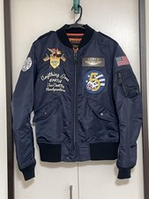AVIREX L-2 5th AIR FORCE Blouson Bomber Flight Jacket L Royal Width 58cm