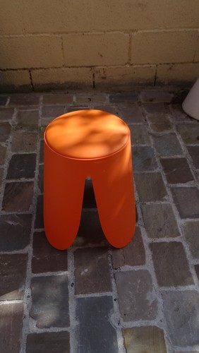 Vintage pouf tabouret orange - tabouret,