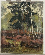 Antique oil on canvas signed: Fauvist landscape early 20th century Fauvism