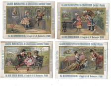 5 chromos anciens publicitaires   H. 8,5  cms chaussures fourrure lin dentelle .