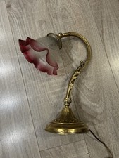 Lampe Style Art Nouveau En Laiton Avec Tulipe Rose
