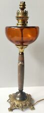 OIL LAMP GLASS COLOR AMBER FOOT BRONZE AND MARBLE NAPOLEON III