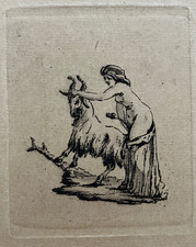 Femme Chevre GRAVURE Eau Forte