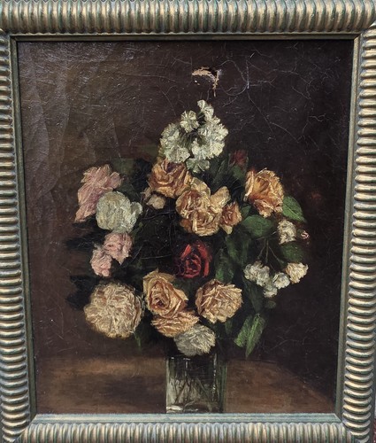Tableau ancien signé - , bouquet