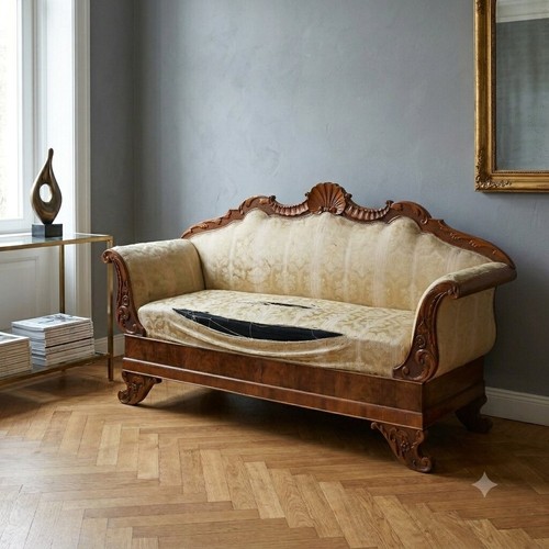 Canapé ancien noyer tissu - noyer,