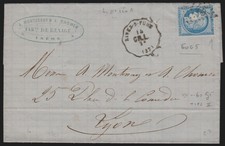 n°60B, Cérès 25c bleu, Type II, oblitéré cachet convoyeur RIVES-S-FURE - TB