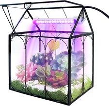 Plant Terrarium Kit with Grow Light, Black-Small Black 
