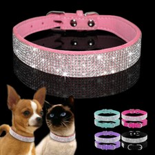 Collier pour chien en cuir Strass faux diamants Collier bijou chihuahua Pug XS-M
