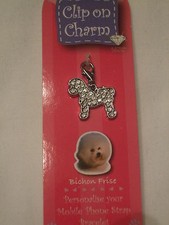 Pendentif - médaillon -  BICHON FRISE  strass blanc