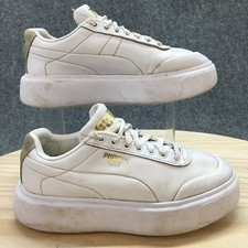 Puma Shoes Womens 6 Oslo Femme Sneakers Comfort 381169-01 White Leather Lace Up