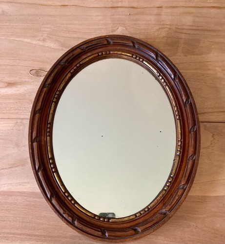 Miroir ancien ovale - ancien, bois