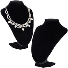 2 Pcs Buste Mannequin Femme Buste Bijoux Présentoirs en Velours Noir Collier ...