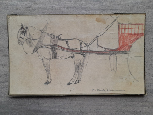 Dessin ancien étude cheval