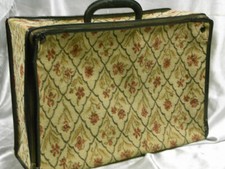 ANCIENNE VALISE VINTAGE TAPISSERIE FLORALE BAGAGE A MAIN VALISETTE