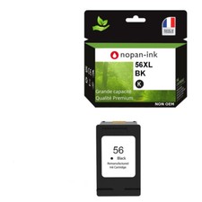 56XL fabriqué en France, 1 Cartouche d'encre compatible pour HP 56 XL Noir C6656