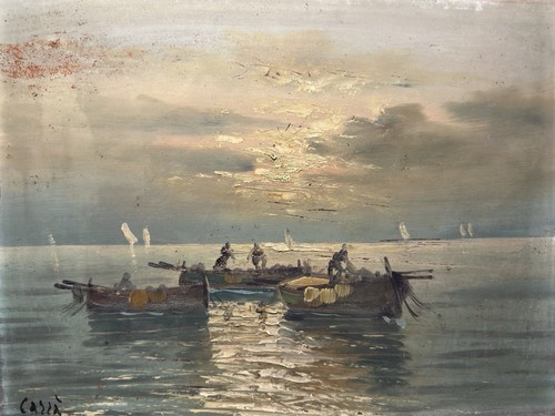 Huile sur panneau marine