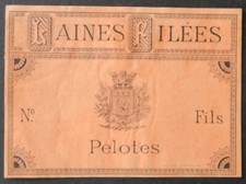 Ancienne étiquette LAINE FILÉES pelote wool old label