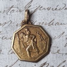 Pendentif Médaille Saint Christophe Plaqué Or 1920 Religious Holy