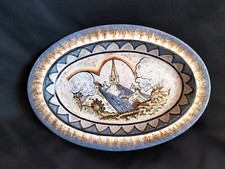 Maurice Fouillen / Plat en faience village breton et arc-en-ciel / Quimper Paul