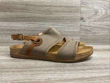 El Naturalista Womens Brown Tan Canvas Strappy Slingback Sandals Size: 39 / 8