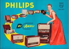 PHILIPS AMPLI, MUSIQUE, TOURNE DISQUE REPRO AFFICHE VINTAGE PUBLICITÉ (60x90),HQ