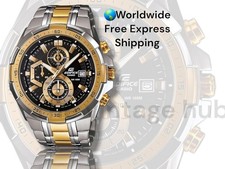 Pre owned Casio Edifice Chronograph two tone watch with silver golden Black Dial