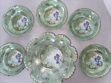 Antique Rosenthal R.C. Monbijou Porcelain Bowl & 5 Salad Bowl Set Iris Floral