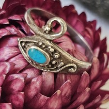 Bague Serpent Artisan Vintage Argent 925 Turquoise Taille 54