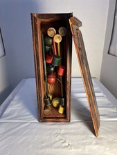 Vintage Lancaster Market Mini Croquet Set Wooden Box 10.5”x3.5”x3.5”