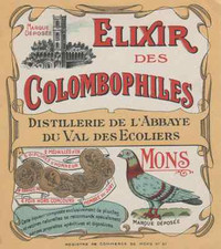 "ELIXIR DES PIGEONS (MONS ABBEY)" Original Chrome Label Early 1900s