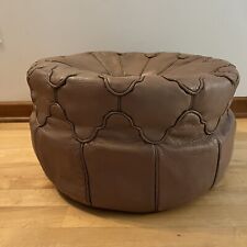 Vintage Moroccan Leather Poof Ottoman Pouf