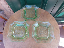 Portieux Vallérysthal Crystal Signed Yellow Square Plates