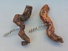 2 anciens tire bouchons  bois de vigne art pop œnologie french antique wine