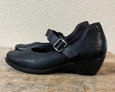 MOBILS BY MEPHISTO BLACK LEATHER COMFORT WEDGE MARY JANES WOMENS 7