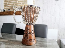 Djembe sculpté bois - djembe,