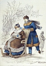 ORIGINAL WINTER SPORTS - ICE SKATE CHAIR - 19th century color board
