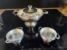 Service à caviar Métal Argenté Orfèvre Têtard Décor Esturgeons