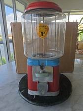 Vtg 1 Cent Oak Acorn Glass Round Globe Gumball Candy Vending Machine Works 50's