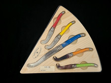 Laguiole Cheese 5 Piece Coloured Knife Set On Board Rio Des Couteaux