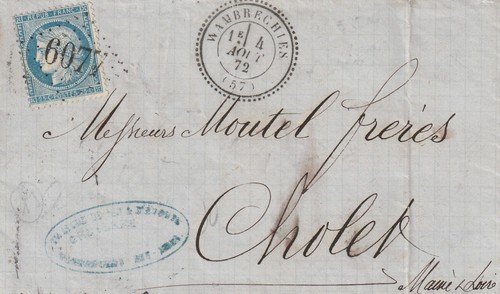 Wambrechies lettre 1872 - wambrechies, 59