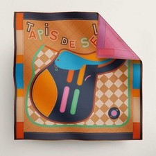 Hermes Underscored Bib Carre 90 Double Face Pink Excellent Used No Box Auth