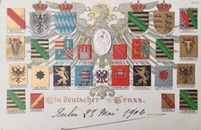 Old postcard coat of arms German Empire Heraldry 1906 Deutschland stamp
